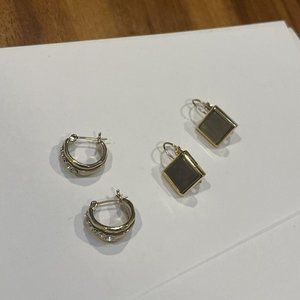 Lot Of 2 Signed Monet Gold Tone Costume Earrings Pierced Mix